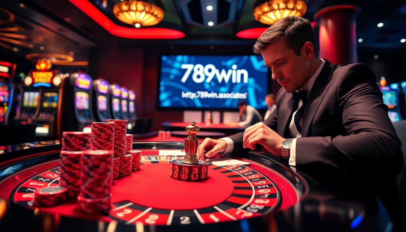 Experience the thrill of gaming at https://789win.associates/ with poker chips and a stunning roulette table.