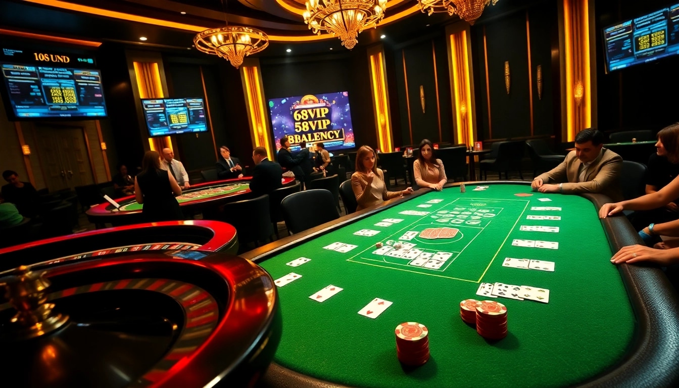 Experience the thrill of winning at 68VIP with high-stakes poker tables and elegant casino decor.