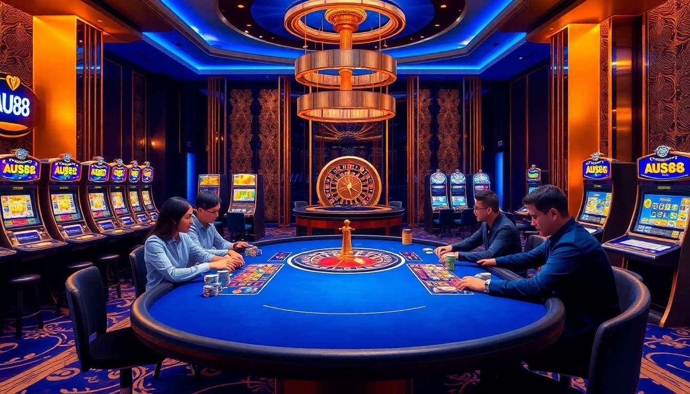 Experience the thrill of gambling at AU88's luxurious casino, featuring poker games and roulette.
