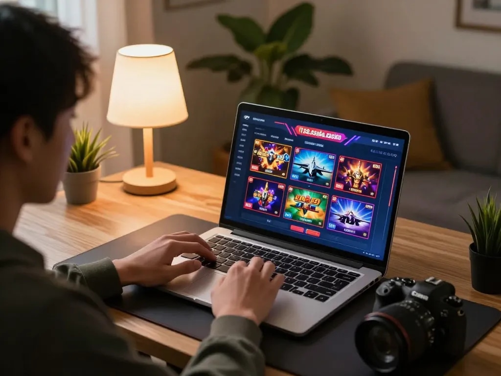 Player immersed in online gaming experience at f168.osaka, showcasing vibrant casino interface.