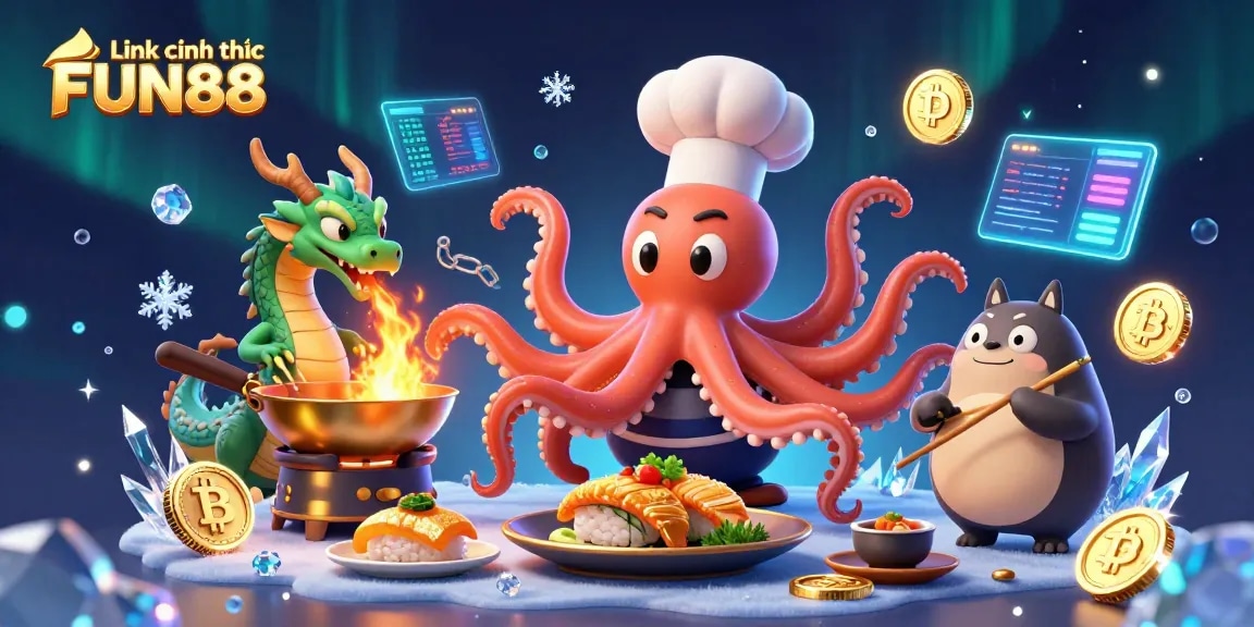 Win big with your favorite games using Link chính thức FUN88 at a vibrant casino illustration.