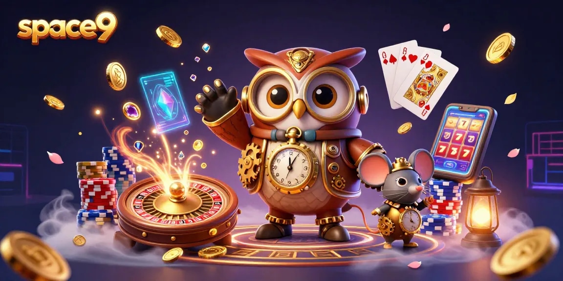 Experience the thrilling gaming adventure at Space9 with vibrant casino elements and engaging characters.