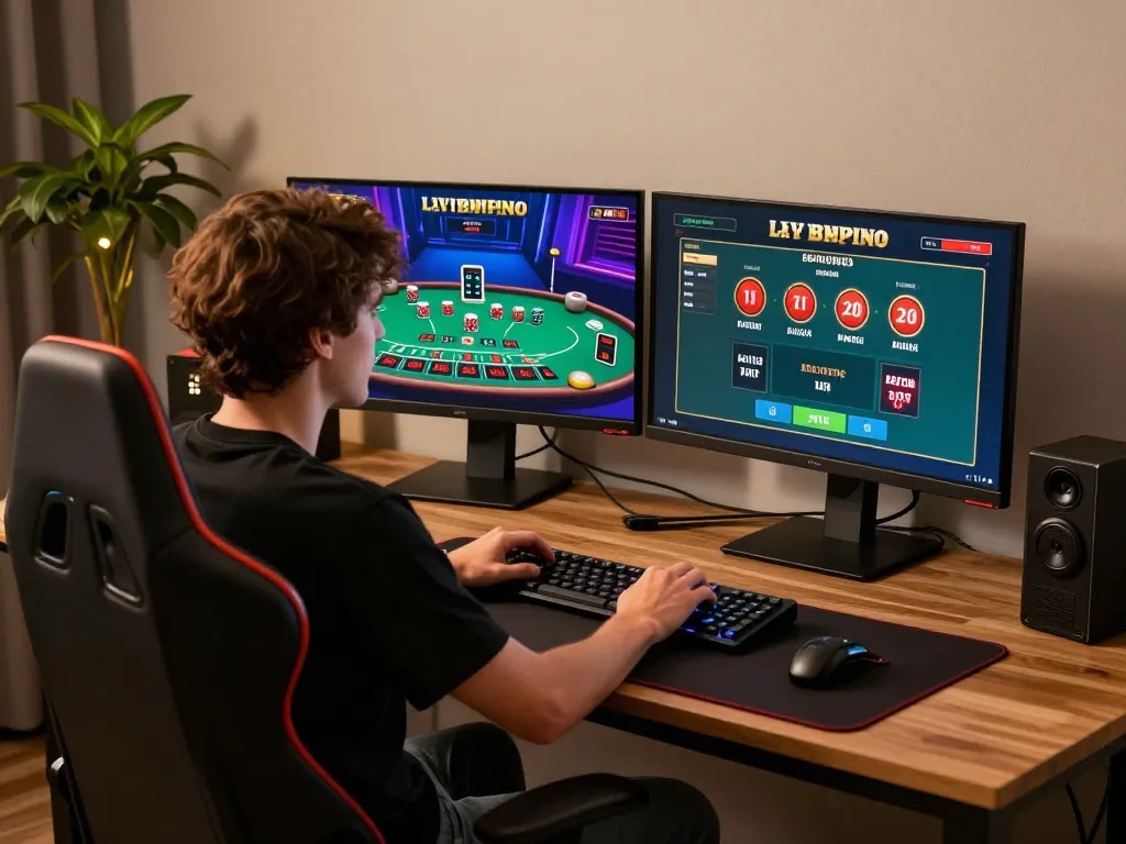 Engaged in online gaming at trang chủ bl555, a player strategizing their bets in a stylish setup.