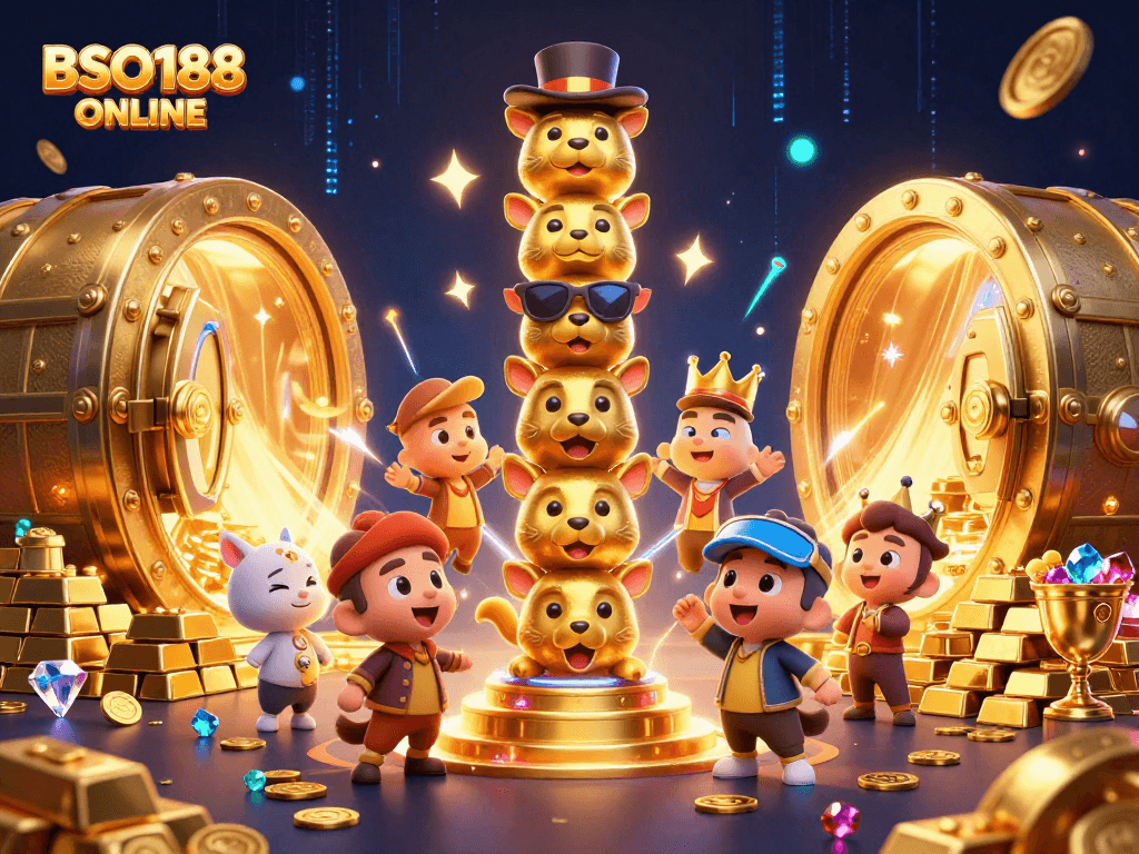Experience thrilling gameplay at BSO188 ONLINE with vibrant treasures and animated charms.
