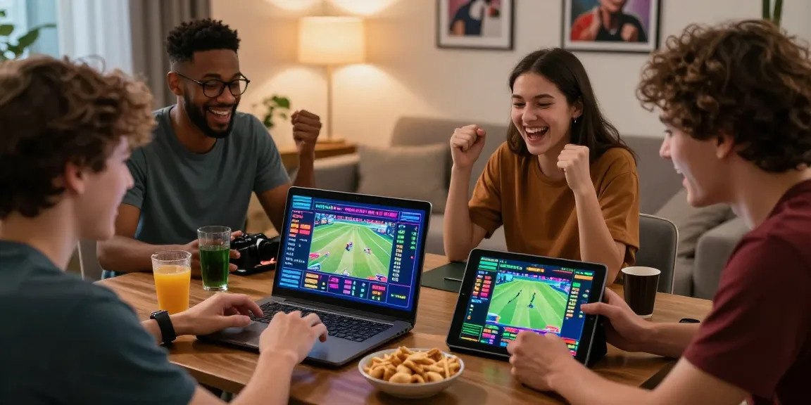 Friends enjoying online betting at da88m7.com with vibrant atmosphere and lively interactions.