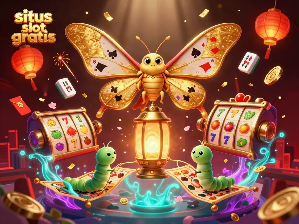 Engage with situs slot gratis through this vibrant 3D casino-themed illustration filled with intricate details.