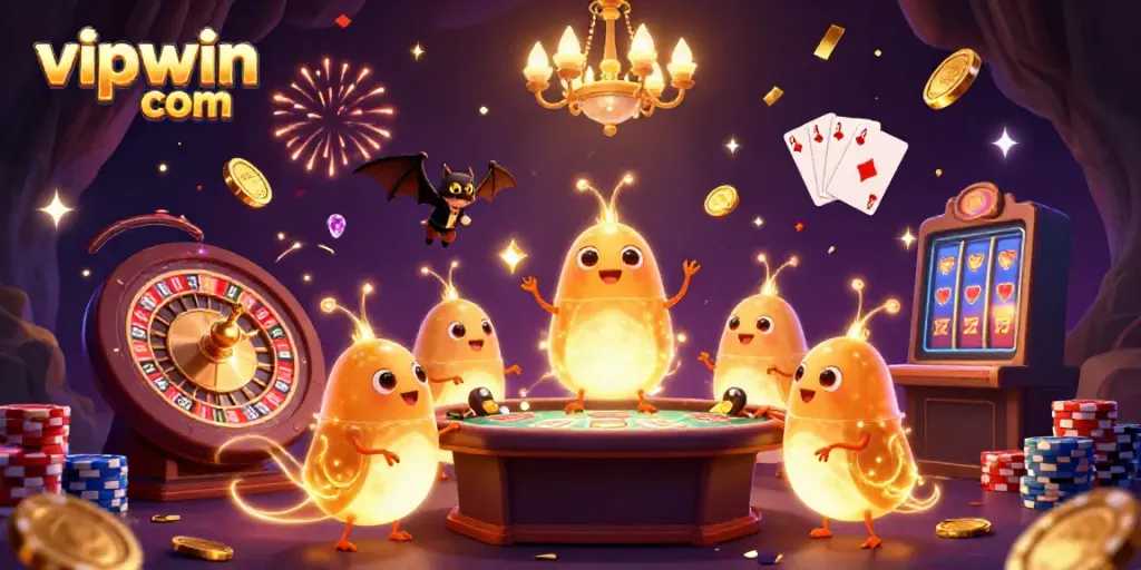 Experience thrilling gameplay at vipwin com with glowworms lighting up the casino atmosphere.