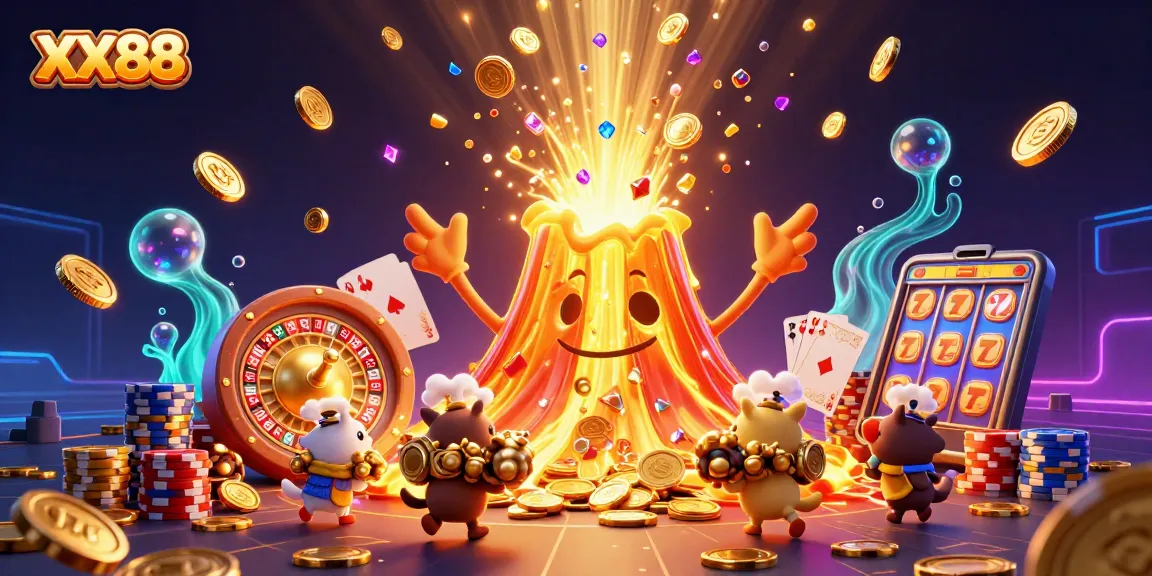 Experience the thrill of XX88's vibrant online casino with golden treasures and dynamic games.