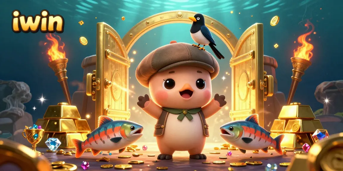 iwin captivates players in an exhilarating scene filled with 3D cartoon characters and sparkling gambling treasures.
