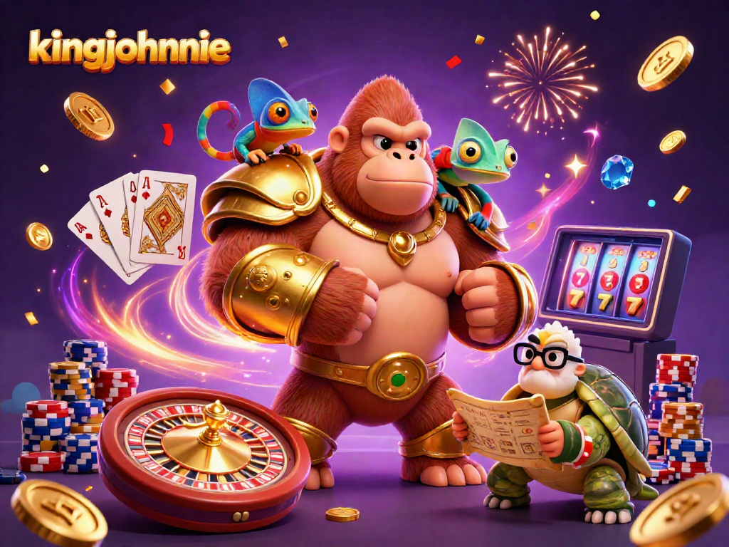Engage in thrilling craps gameplay with kingjohnnie at an online casino featuring an exciting and colorful scene.