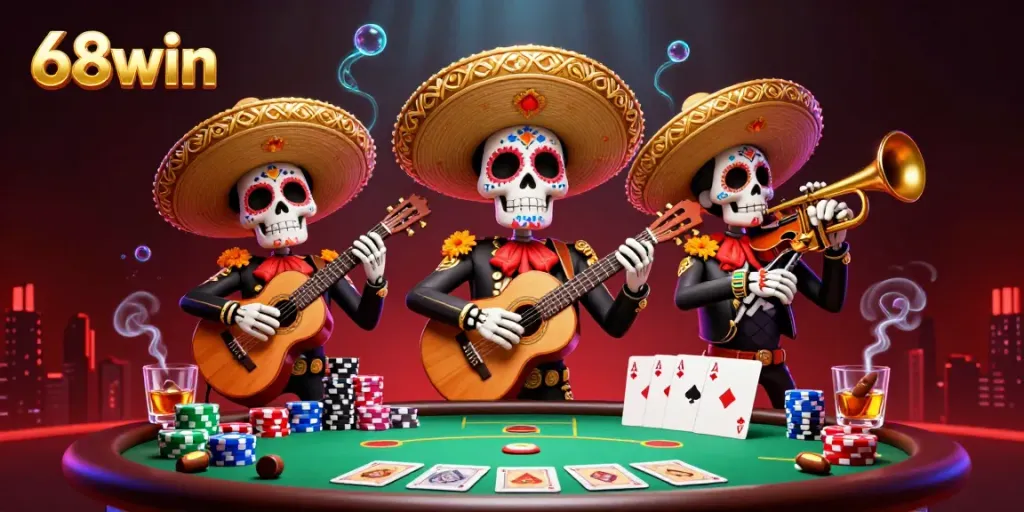 Enjoy thrilling moments at 68win with a vibrant mariachi band celebrating poker victories.