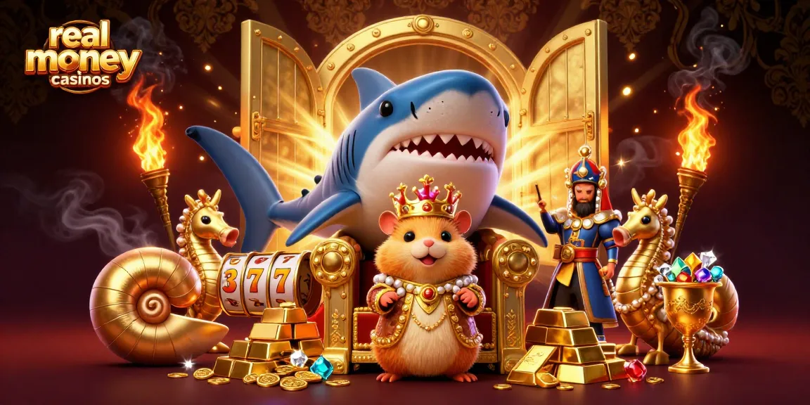 Experience the thrill of real money casinos with a dynamic 3D scene full of treasures and characters.